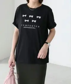ボンルシール BONLECILL リボンモチーフロゴTEE ブラック Tシャツ