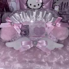 ハンドメイド♡硬質ケースデコ♡B8 横型 名札♡ たれ耳 らび♡ピンク