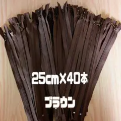 【セール】ファスナー 25cm 40本 まとめ売り 玉付き ブラウン 同色