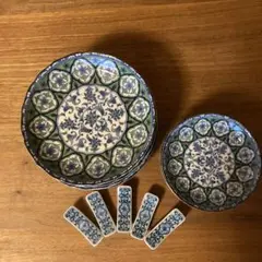 昭和レトロ　中皿5枚　小皿5枚　箸置き5個セット