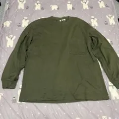 オリーブ色 Lサイズ 長袖シャツ