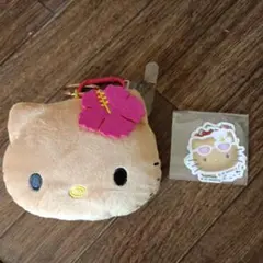 sweet8月号付録　日焼けキティ　ぬいぐるみポーチ&ステッカー