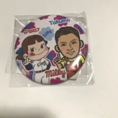 栗山巧　缶バッジ　ぺこちゃんコラボ