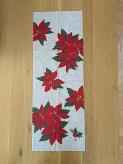 ⑧濱文様　 絵手ぬぐい　タペストリー　冬　クリスマス　ポインセチア