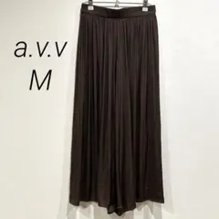 アーヴェヴェ リラックス ワイドパンツ 茶色 涼しい リブ M