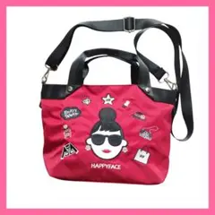 ハッピーフェイス 2way ショルダーバッグ　ハンドバッグ