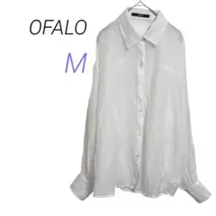 OFALO【M】オフホワイト 長袖シアーシャツ