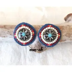 再販♡NATIVE AMERICANコンチョ風ビーズ刺繍ピアス