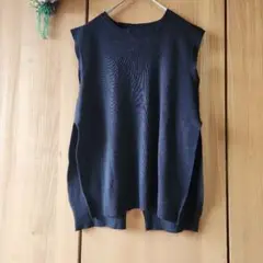 【グレイル】バック オープン ノースリーブ ニット ブラック