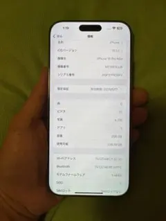 Apple iPhone16 Pro Max 256GB, 極美品，充電回数3回