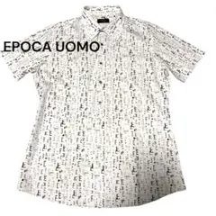 美品⭐︎EPOCA UOMO 半袖シャツ　Eロゴ　総柄　刻印ボタン　白　50
