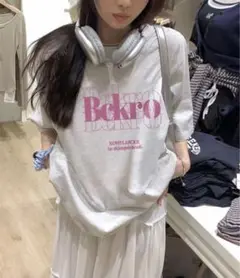 プリントTシャツライトグレー