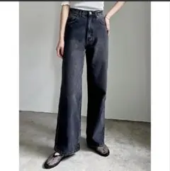 Re:EDITリエディコットンデニムバギーパンツ レディースMTブラック