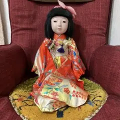 まあ可愛い　小さ目　古い市松人形　３５ｃｍ位　明治　大正　オープンマウス　人毛 Yahoo!オークション -「市松人形 大正」(市松人形) (日本人形)の