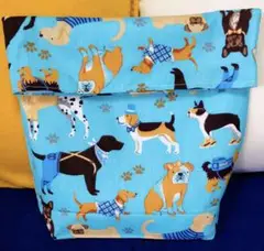 【新品未使用品】ハンドメイド バッグインバック アニマル 犬 ブルー コットン