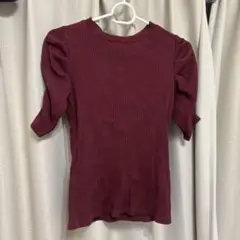 AZUL by MOUSSY バーガンディ 半袖リブトップス S
