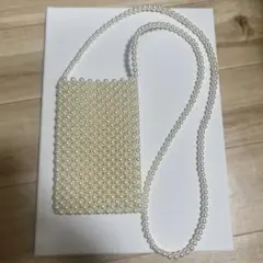 【特価】フェイクパール ミニ ショルダーバッグサコッシュ 【クリーム】