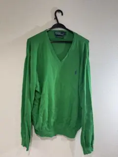 Polo by Ralph Lauren グリーン Vネックセーター XL
