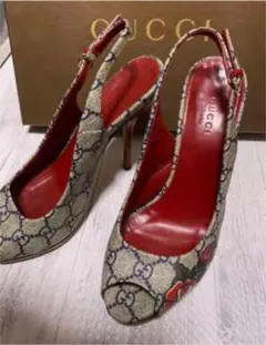 13日まで♡GUCCI/グッチ オープントゥパンプス デニムフラワー