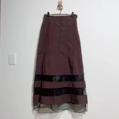 センシュアス　SENSUOUS ロングフレアスカート　レーススカート　茶色