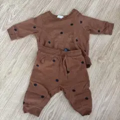 H&M 茶色ドット柄ベビー服セット 2-4M