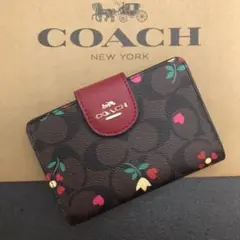 COACH コーチ折りたたみ財布 レディースのブラウン新商品財布
