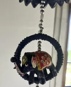 ハンドメイド　カラフルエレファントモチーフモビール【インド手工芸】