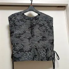 手作り 花柄 ベスト フリーサイズ