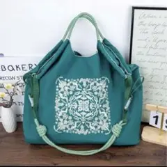 訳あり　Ball&Chain バンダナ柄刺繍エコバッグ ストラップ付属