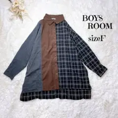 ボーイズルーム シャツ長袖 オーバーサイズ カジュアル トップス チェック柄 F