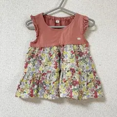 綿100% トップス　タンクトップ　80cm 夏服　花柄　フリル　女の子