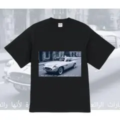 クラシックカー×アラビア語 モノクロフォトTシャツ Lサイズ