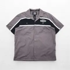 HARLEY DAVIDSON 半袖 ワークシャツ L グレー ブラック