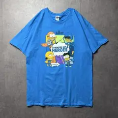 GILDAN 教育系　ヒーロー　キャラクター　アメコミ風　水色　L