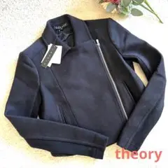 【美品】theory セオリー ウール ライダースジャケット S ブラック
