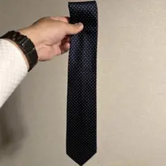 ネイビー ドット柄 スリムタイ