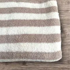 カフェオレボーダーパイルニット　巾80×50