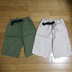 カーキ・ベージュ ハーフパンツ 2点セット
