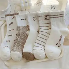 ♥️５足セット♥️ ソックス 靴下 スマイル 快適 履き心地 レディース 可愛い