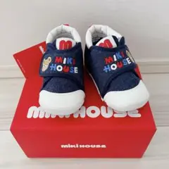 【新品未使用】ミキハウス MIKIHOUSEファーストシューズ インディゴブルー
