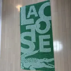 LACOSTE 緑 ストライプ ビーチタオル