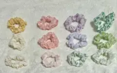 花柄、ドットシュシュ セット