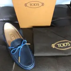 ■未使用|トッズ|ドライビングシューズ|紺|34.5|21.5cm|k686