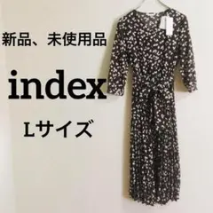 インデックスindex 新品未使用 【L】七分袖 プリーツワンピース 花柄