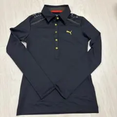 PUMA ブラック 長袖ポロシャツ S