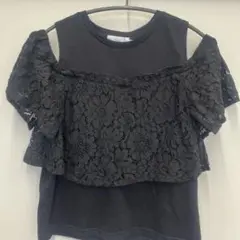 値下げ！AZUL by MOUSSY ブラック レース袖 Tシャツ M