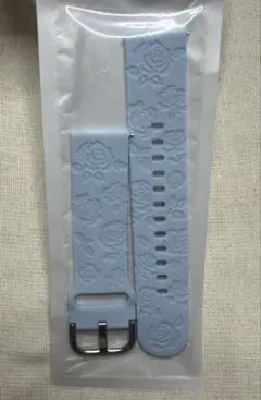時計バンド　シリコン製　20㎜　新品未開封品 水色　バラ模様