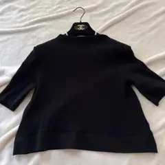 ドレステリア 黒 ボトルネック リブニット サマーニット