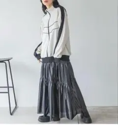 【未使用級】JEANASIS ドロストメタリックスカート チャコールグレー