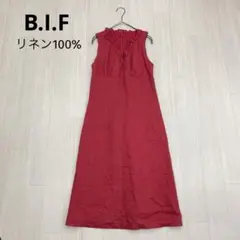 ◆ B.I.F ビーアイエフ　リネン　フリルカラー　ノースリーブ　ワンピース